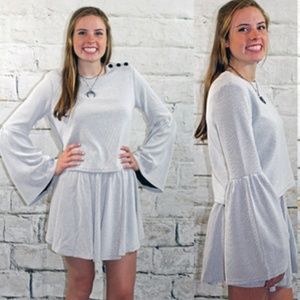 Light Grey Knit Bell Sleeve Crop Top